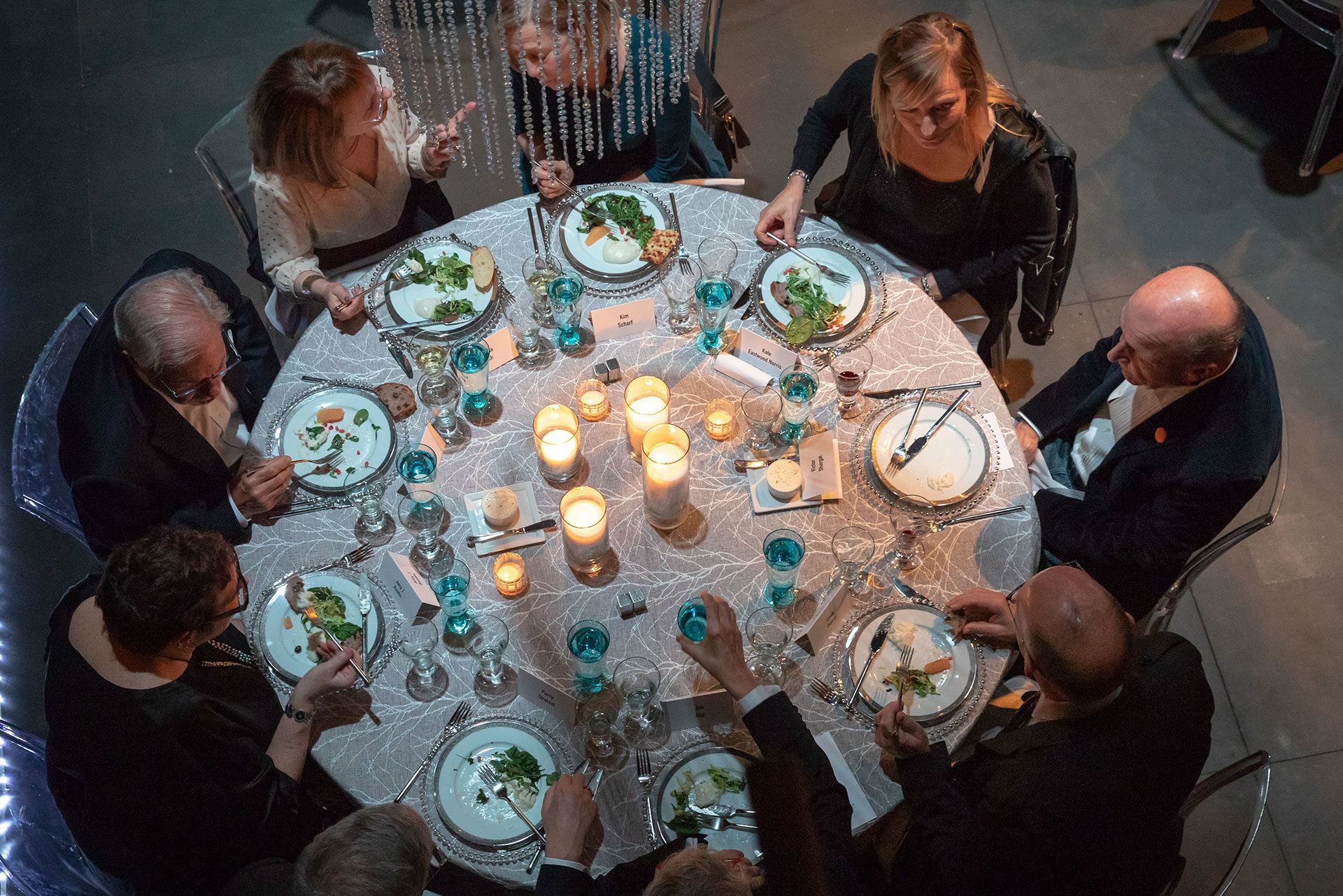 Well Dunn Catering Woolly Mammoth Dinner on Stage Table